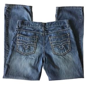 Helix Jeans Mens 32x30 Straight Leg Thick Stitching Manufactured Worn Look